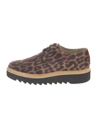 Pre-owned Stella Mccartney Ponyhair Animal Print Oxfords In Neutrals