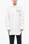 Stella Mccartney Popeline Cotton Shirt With Rhinestoned Detail In White