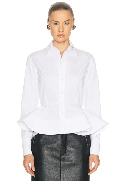 Stella Mccartney Womens Pure White Peplum-waist Tailored Cotton Shirt