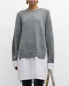 Stella Mccartney Gray Shirting Sweater In Grey Melang