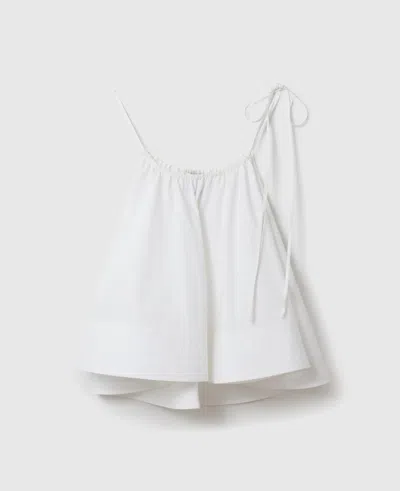 Stella Mccartney Poplin Sleeveless Frill Top In White