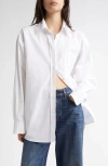 Stella Mccartney Poppy Back Mixed Media Button-up Shirt In Pink/black