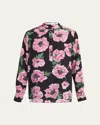Stella Mccartney Poppy-print Silk Button-down Blouse In Black