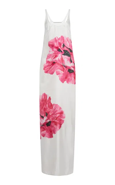 STELLA MCCARTNEY POPPY-PRINTED SILK MAXI DRESS