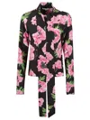 Stella Mccartney Fitted Silk Blouse With Poppy Print In Pink/black