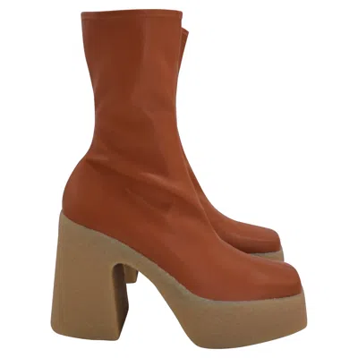 Stella Mccartney Woman Ankle Boots Brown Size 9 Textile Fibers In Brown