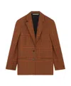 Stella Mccartney Prince Of Wales Check-pattern Wool Blazer In Brown