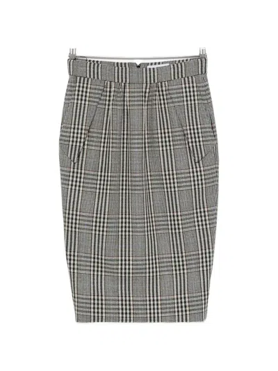 Stella Mccartney Prince Of Wales Check Wool Midi Skirt In Gray