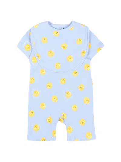 Stella Mccartney Babies' Print Bib And Romper Set In Blue