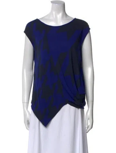 Pre-owned Stella Mccartney Printed Bateau Neckline Blouse In Blue