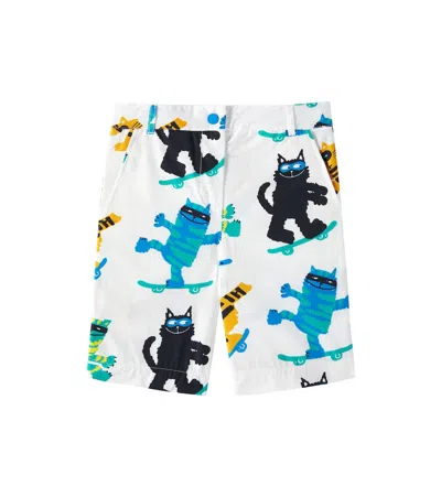 Stella Mccartney Kids' Printed Cotton Bermuda Shorts In Ivory/colourful