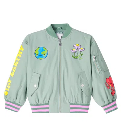 Stella Mccartney Kids' Printed Cotton-blend Bomber Jacket In Blue