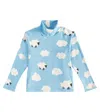 Stella Mccartney Printed Cotton-blend Turtleneck Top In Blue