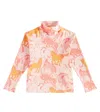 Stella Mccartney Printed Cotton-blend Turtleneck Top In Orange