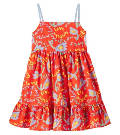 Stella Mccartney Kids' Printed Cotton Dress In Orange