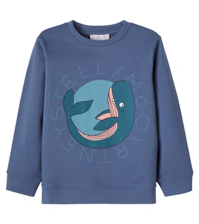 Stella Mccartney Kids' Printed Cotton Fleece Sweatshirt In Blue