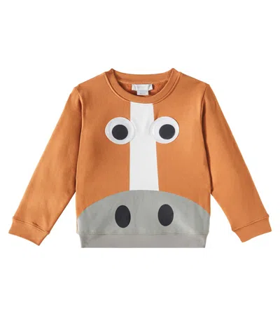 Stella Mccartney Printed Cotton Fleece Sweatshirt In Brown