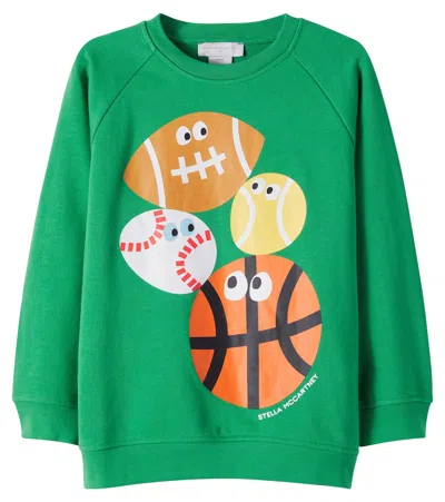 Stella Mccartney Kids' Printed Cotton Fleece Sweatshirt In Green