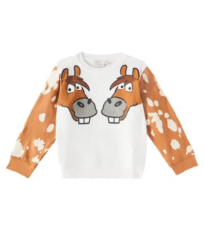 Stella Mccartney Kids' Printed Cotton Fleece Sweatshirt In White