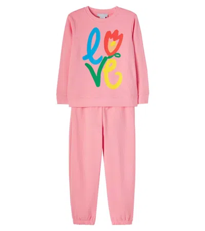 Stella Mccartney Kids' Printed Cotton Fleece Tracksuit In Pink