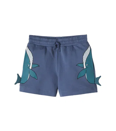 Stella Mccartney Kids Whale Printed Drawstring Shorts In Multi