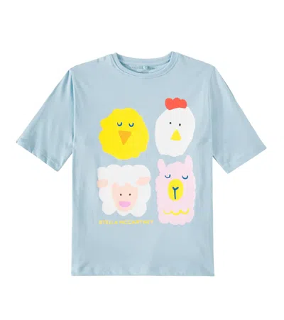Stella Mccartney Kids' Printed Cotton Jersey T-shirt In Blue