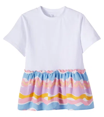 Stella Mccartney Kids Zig-zag T-shirt Dress For Girls In White