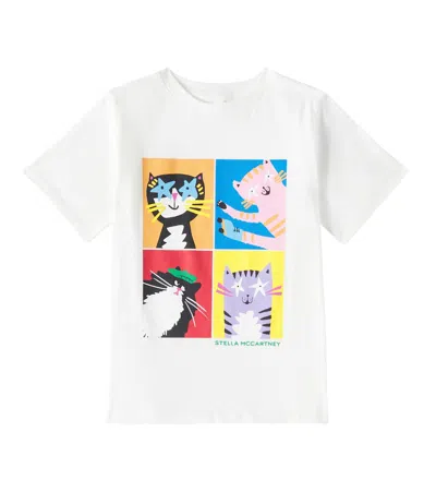 Stella Mccartney Kids' Printed Cotton Jersey T-shirt In Weiss