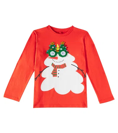 Stella Mccartney Kids' Printed Cotton Jersey Top In Red