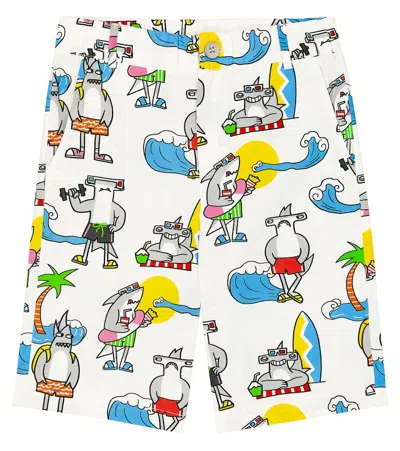Stella Mccartney Kids' Printed Cotton Shorts In White