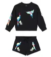 Stella Mccartney Printed Cotton Sweatshirt And Shorts Set In Black