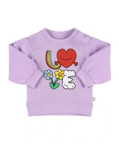 Stella Mccartney Printed Cotton Sweatshirt In Purple