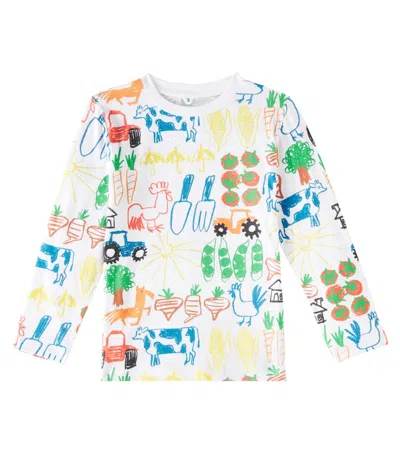 Stella Mccartney Kids' Printed Cotton T-shirt In Weiss