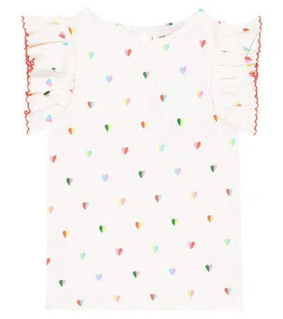 Stella Mccartney Kids' Printed Cotton Top In 101mc White