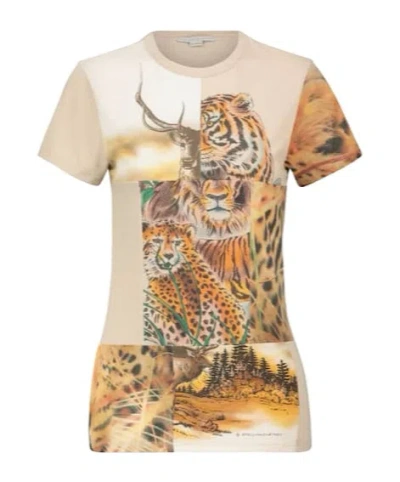 Stella Mccartney Printed Cotton T-shirt In Brown