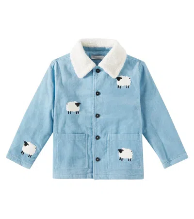 Stella Mccartney Kids' Printed Cotton Velvet Jacket In L.blue