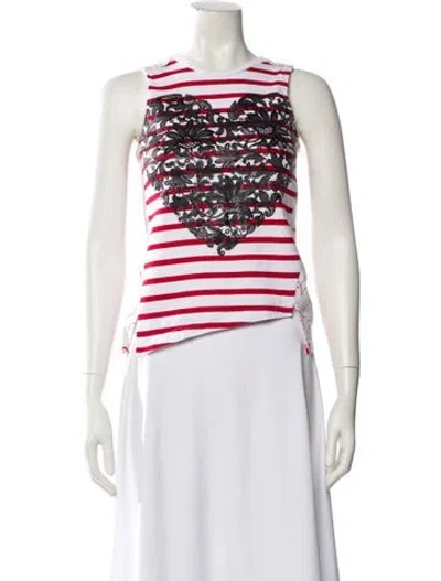 Pre-owned Stella Mccartney Printed Crew Neck Crop Top In White