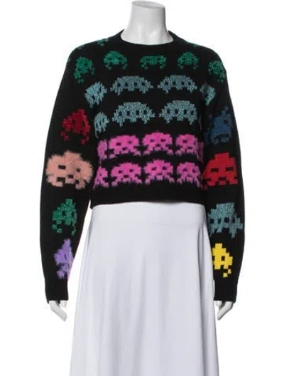 Pre-owned Stella Mccartney Printed Crew Neck Sweater In Black