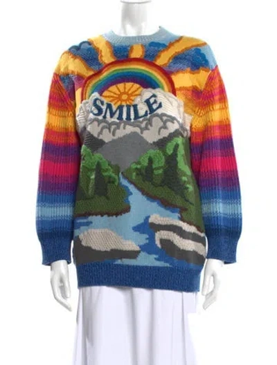 Pre-owned Stella Mccartney Printed Crew Neck Sweater In Blue