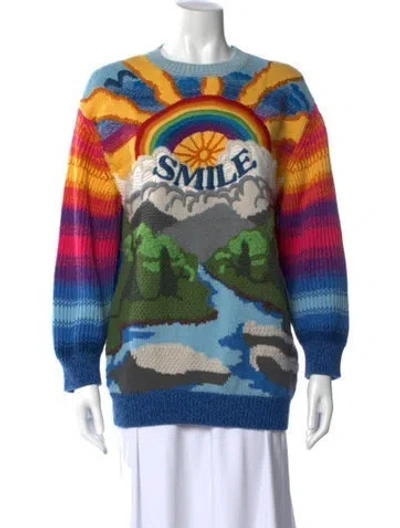 Pre-owned Stella Mccartney Printed Crew Neck Sweater In Blue
