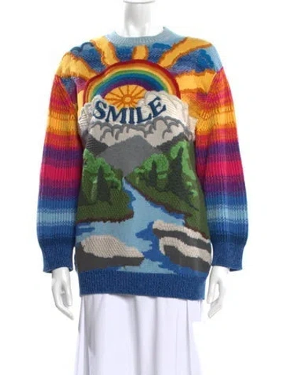 Pre-owned Stella Mccartney Printed Crew Neck Sweater In Blue
