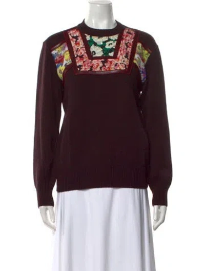 Pre-owned Stella Mccartney Printed Crew Neck Sweater In Burgundy