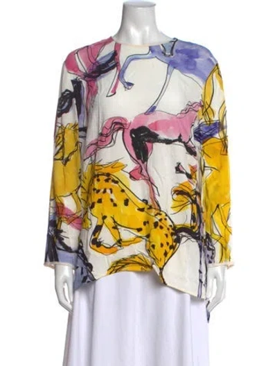 Pre-owned Stella Mccartney Printed Crew Neck Tunic In White