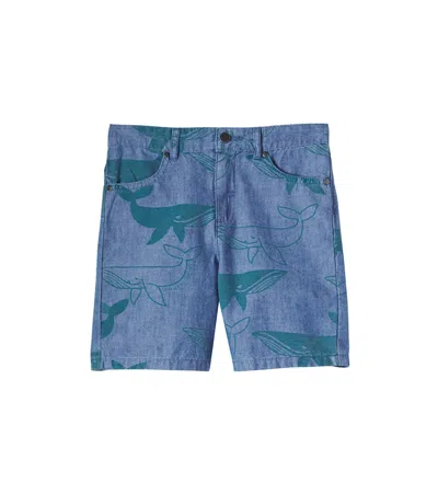Stella Mccartney Kids' Printed Denim Shorts In Blue