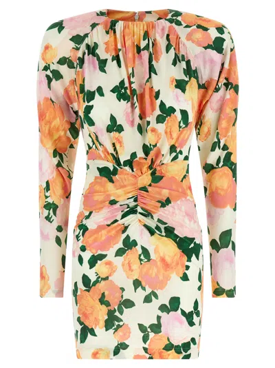 Stella Mccartney Gathered Floral-print Jersey Mini Dress In Multi