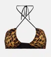 Stella Mccartney Printed Halterneck Bikini Top In Tortoiseshell
