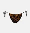 Stella Mccartney Printed High-rise Bikini Bottoms In Tortoiseshell