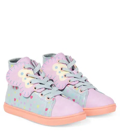 Stella Mccartney Kids' Printed High-top Sneakers In Multi