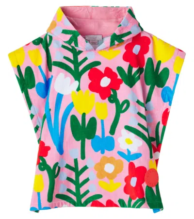 Stella Mccartney Kids' Printed Hooded Cotton Terry Towel In Multi