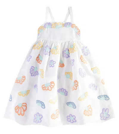 Stella Mccartney Kids' Printed Linen And Cotton Dress In White